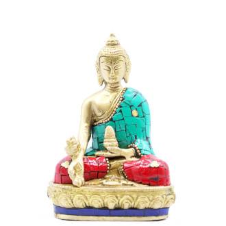 Bronz Buddha Szobor - Letett Kezek - 11.5 cm