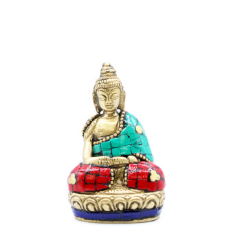 Bronz Buddha Szobor - Felemelt Kezek - 7.5 cm